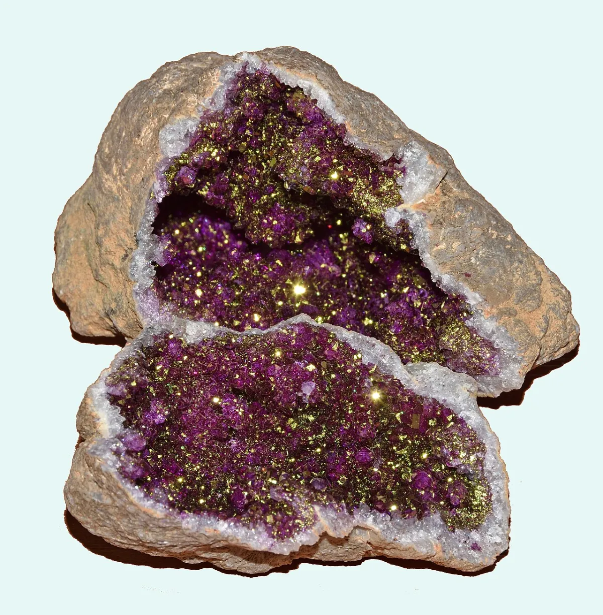 Amethyst geode with deep purple crystal interior
